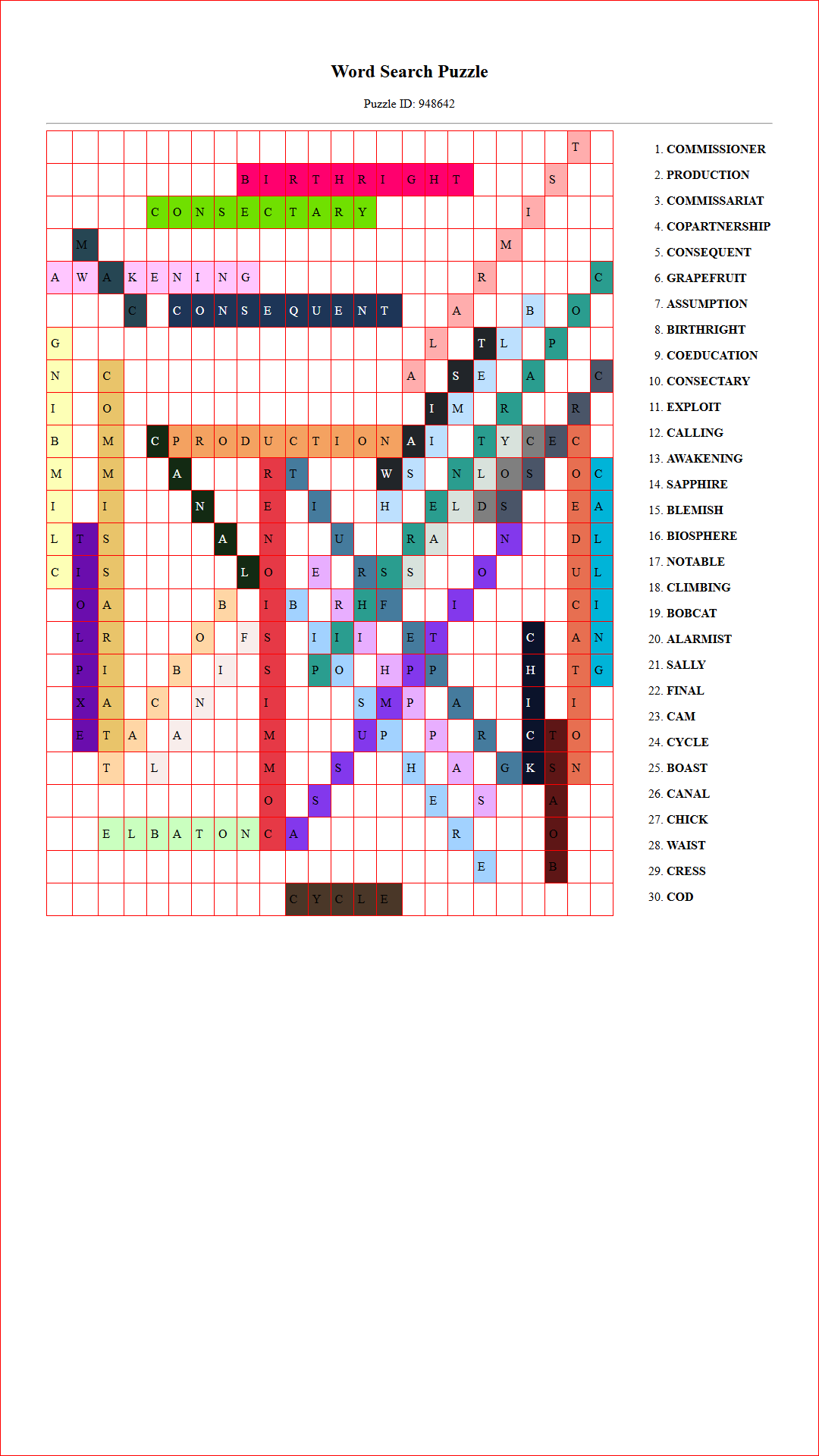 Solution of Printable word search puzzle for adults 5 (Puzzle id: 948642) Document