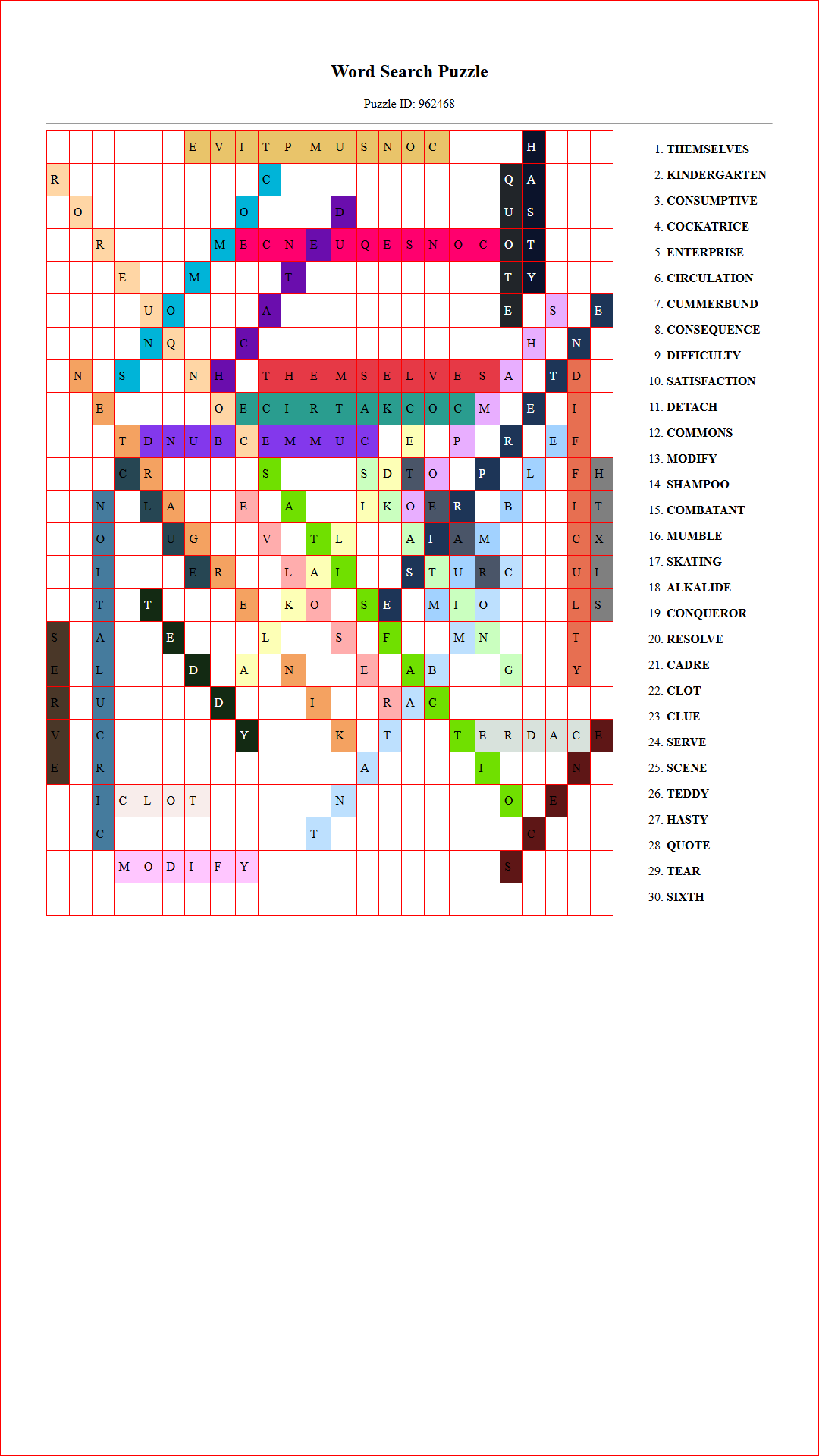 Solution of Printable word search puzzle for adults 275 (Puzzle id: 962468) Document