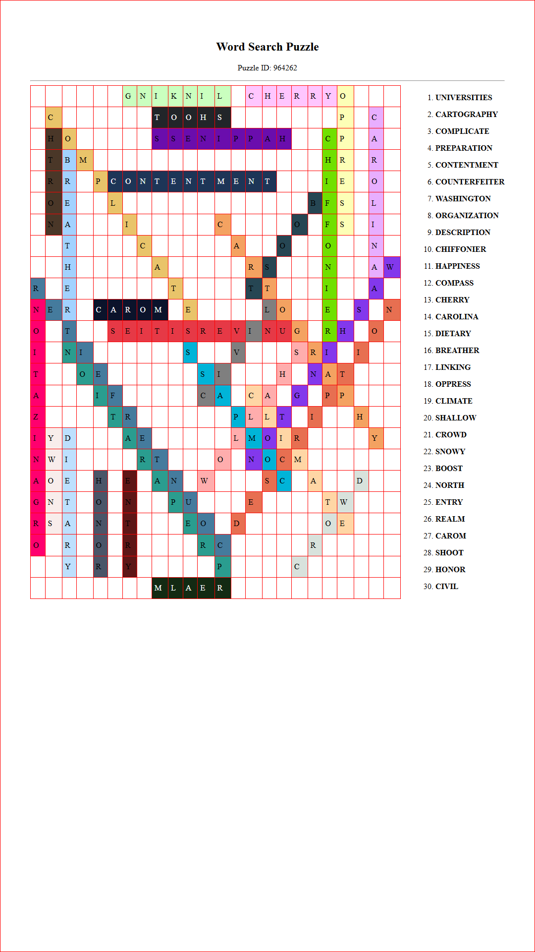 Solution of Printable word search puzzle for adults 48 (Puzzle id: 964262) Document