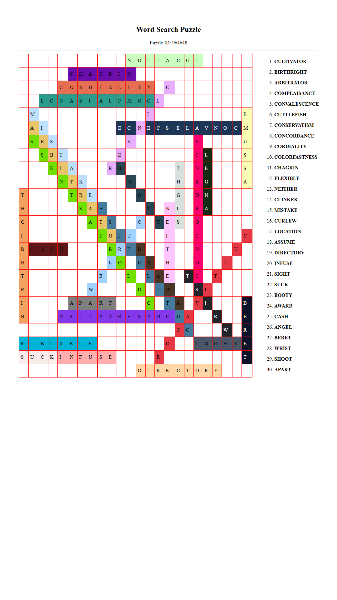 Solution of Printable word search puzzle for adults 481 (Puzzle id: 964648) Document