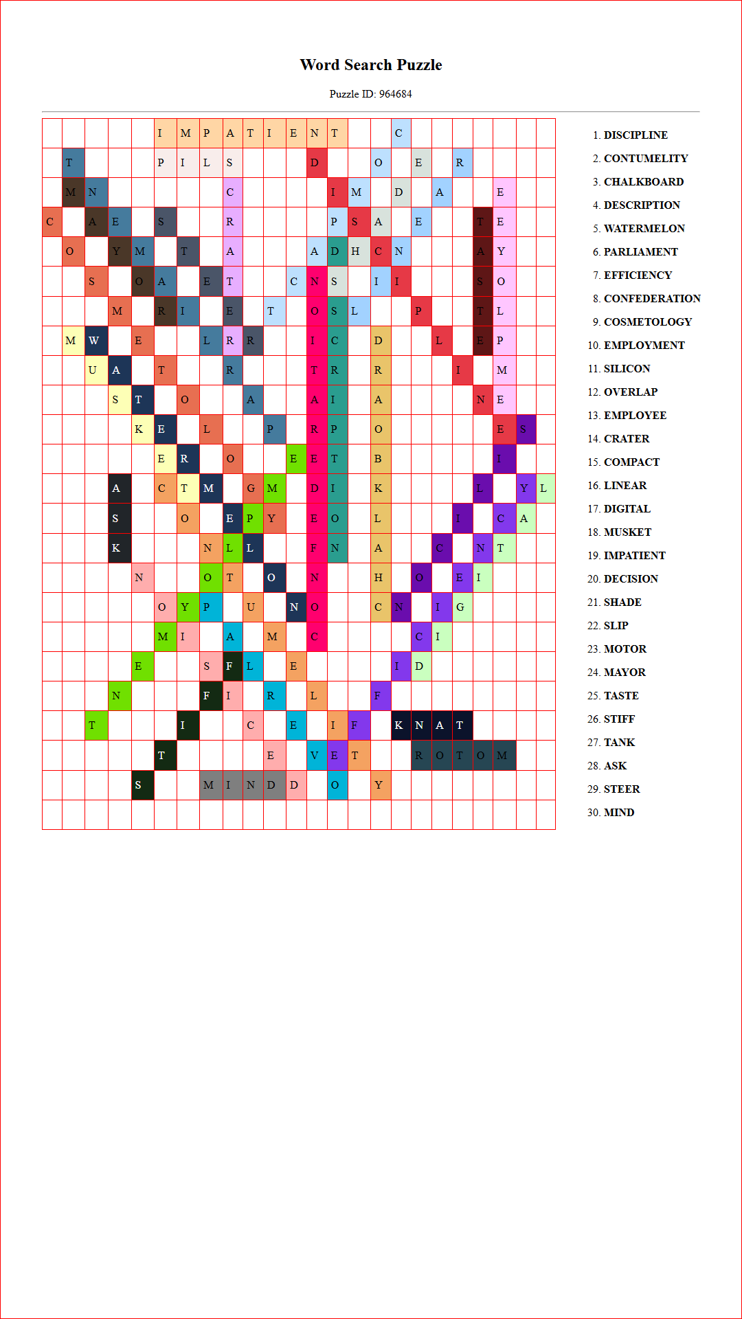 Solution of Printable word search puzzle for adults 202 (Puzzle id: 964684) Document