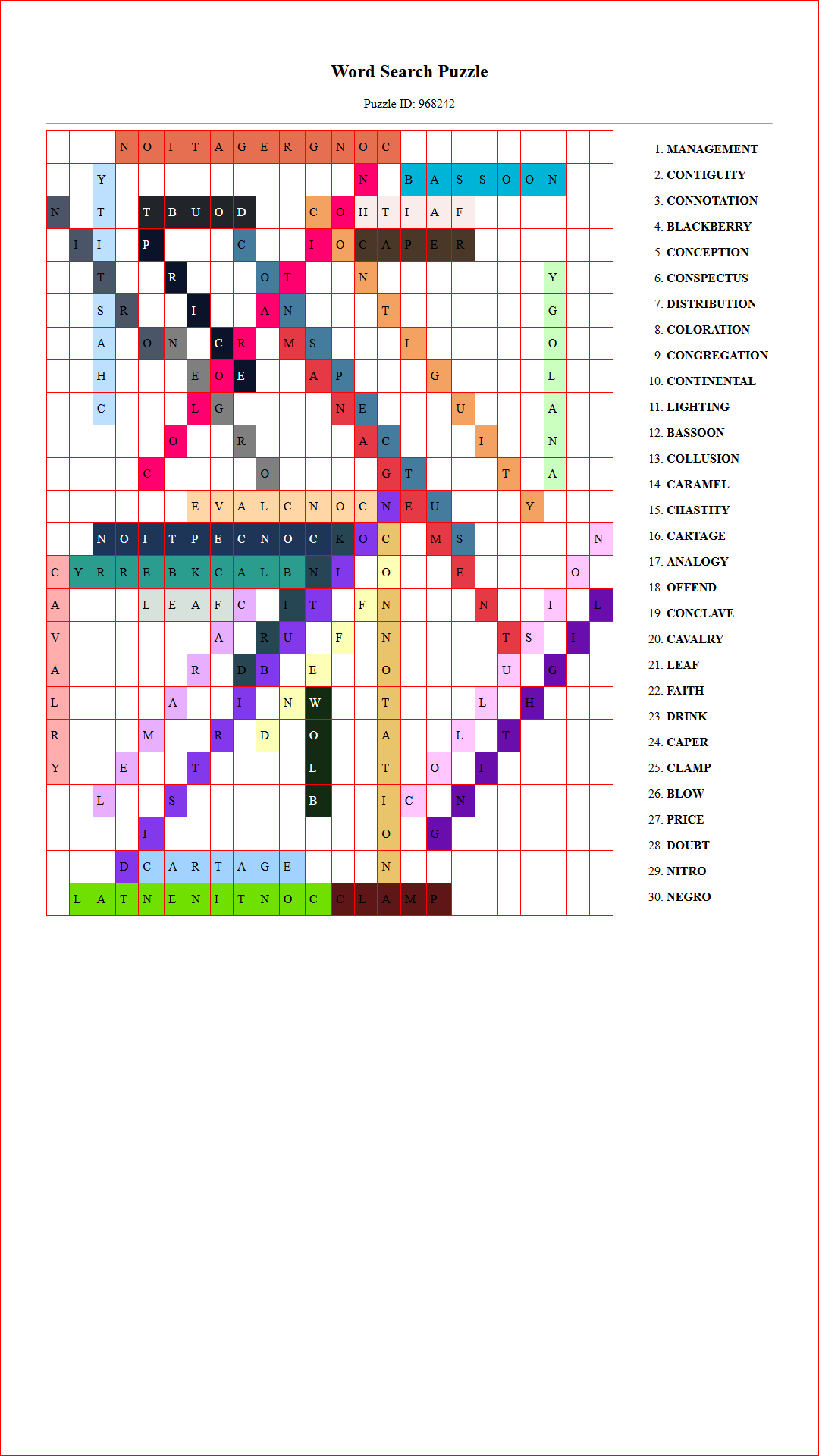 Solution of Printable word search puzzle for adults 317 (Puzzle id: 968242) Document