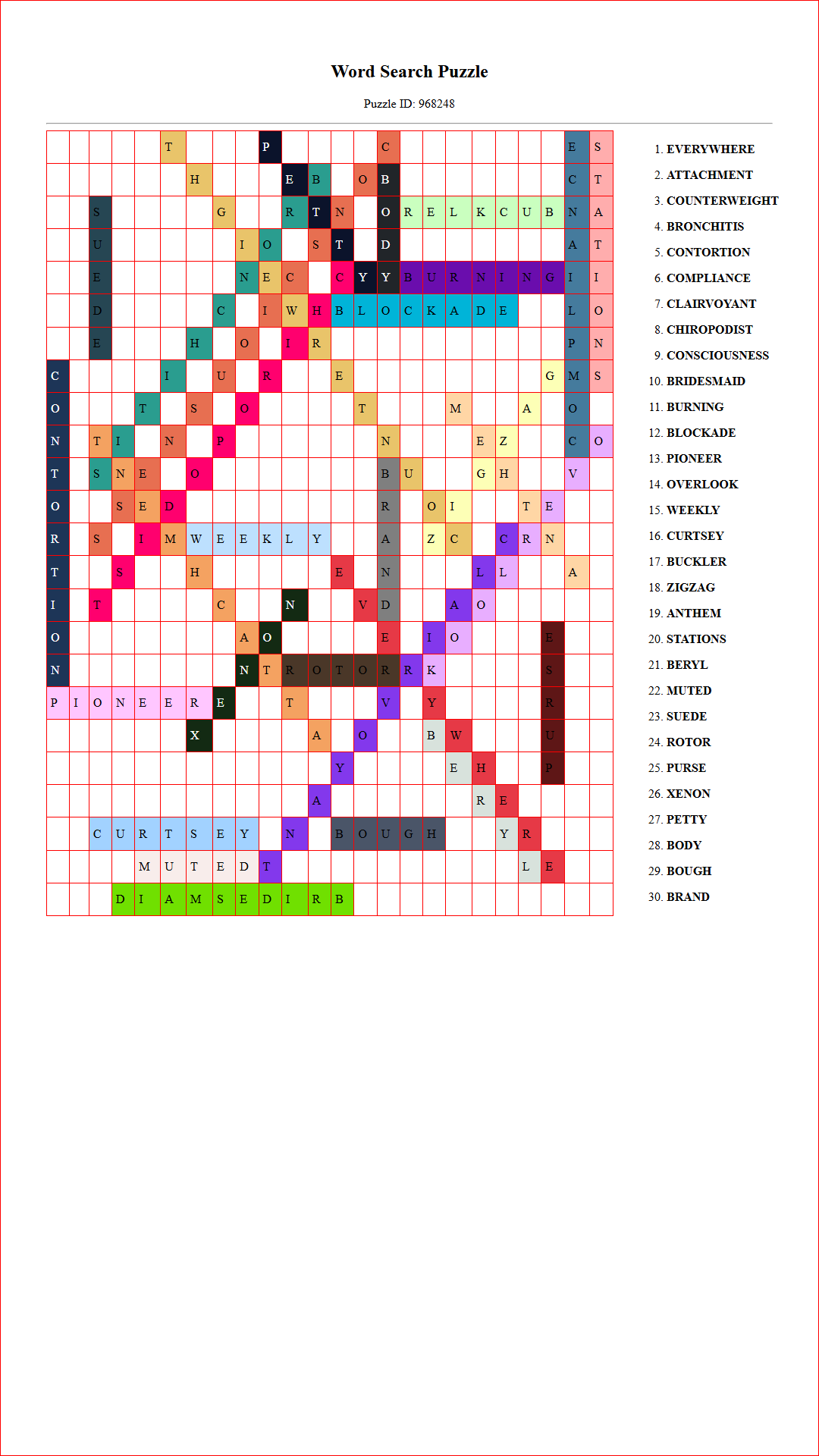 Solution of Printable word search puzzle for adults 204 (Puzzle id: 968248) Document