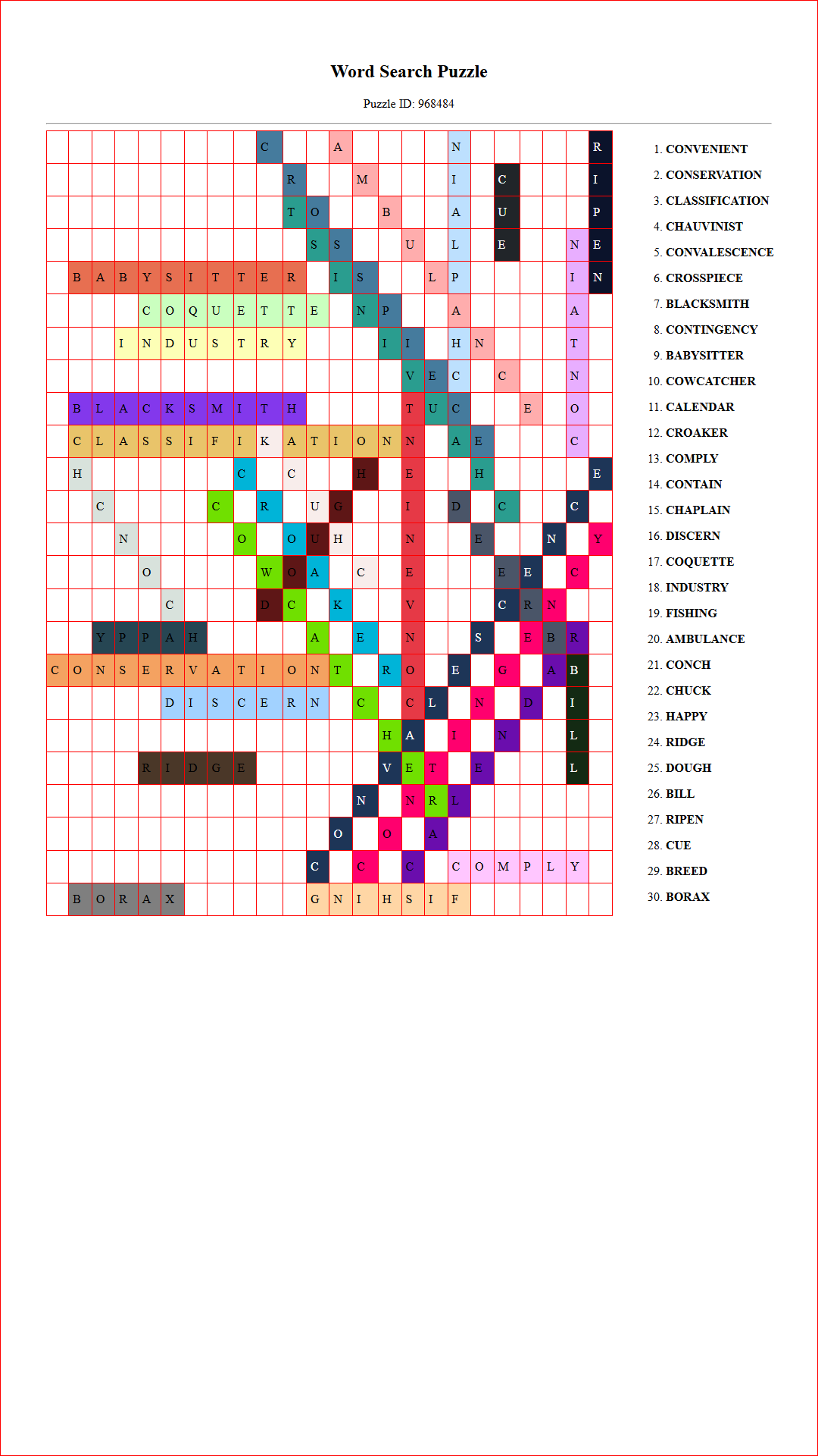 Solution of Printable word search puzzle for adults 183 (Puzzle id: 968484) Document