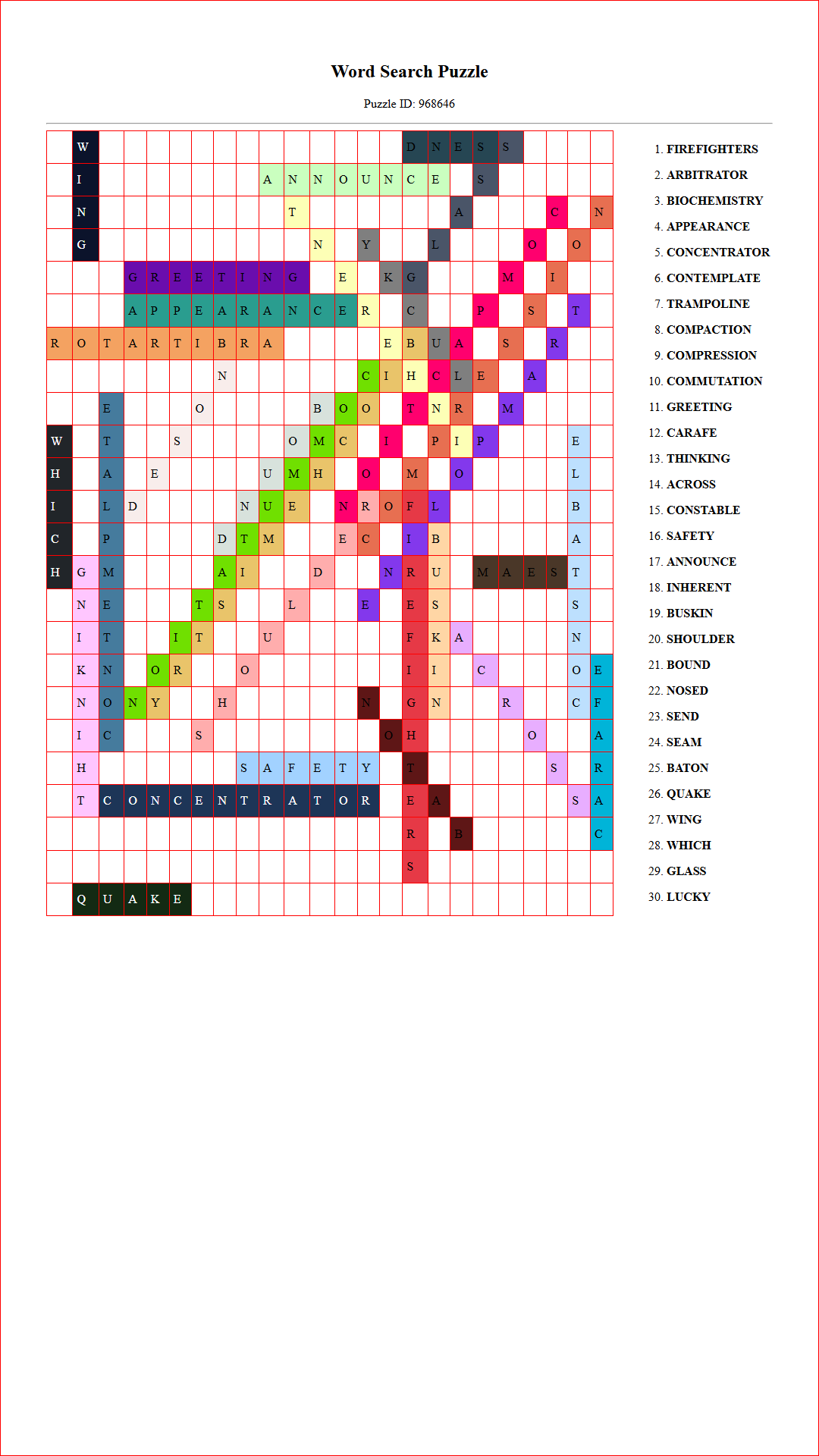 Solution of Printable word search puzzle for adults 295 (Puzzle id: 968646) Document