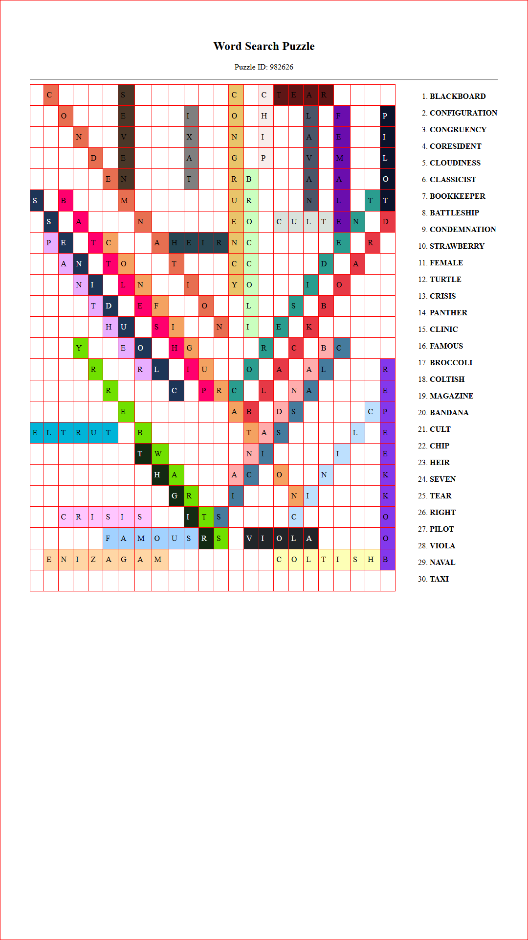 Solution of Printable word search puzzle for adults 79 (Puzzle id: 982626) Document