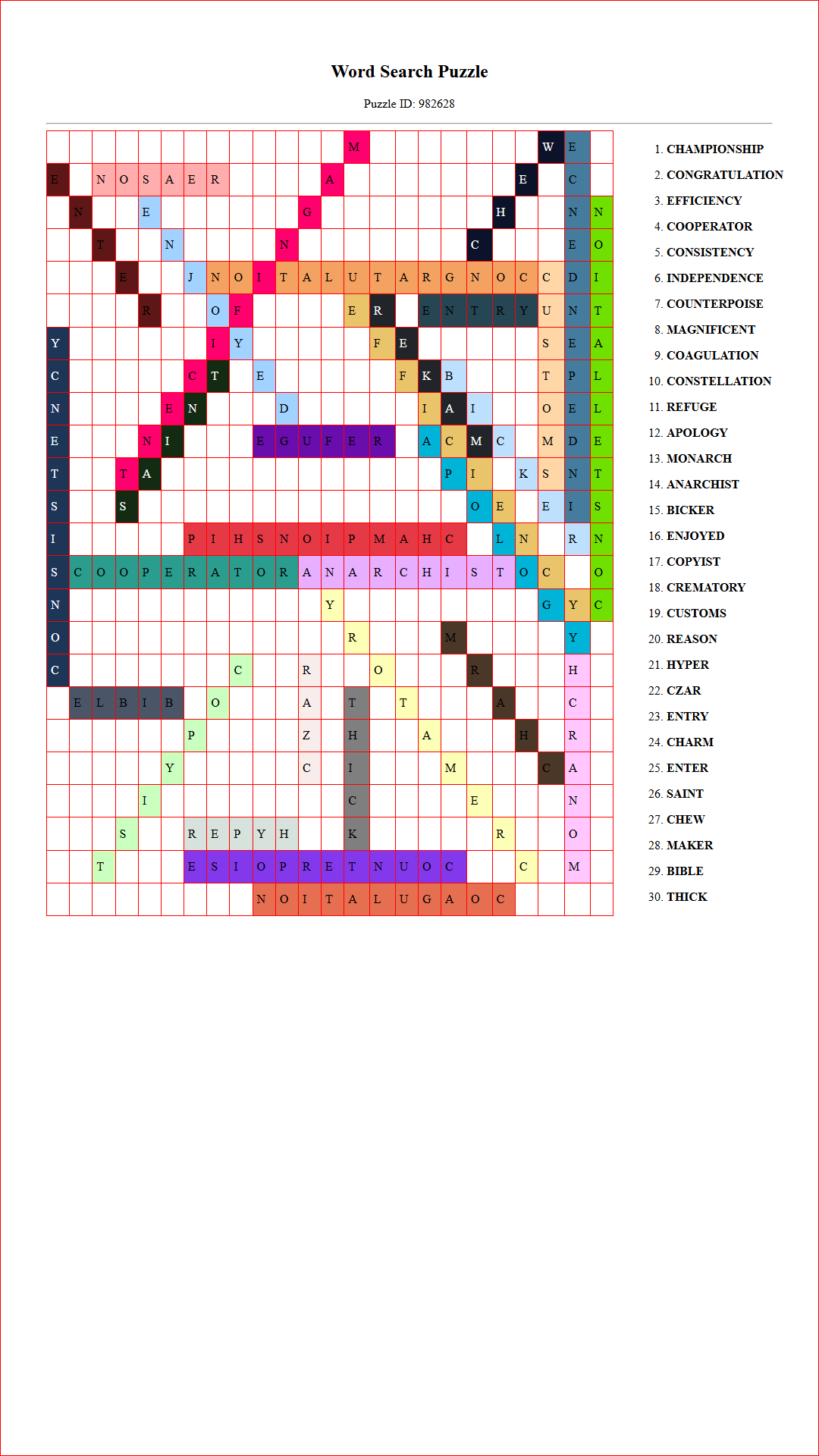 Solution of Printable word search puzzle for adults 259 (Puzzle id: 982628) Document