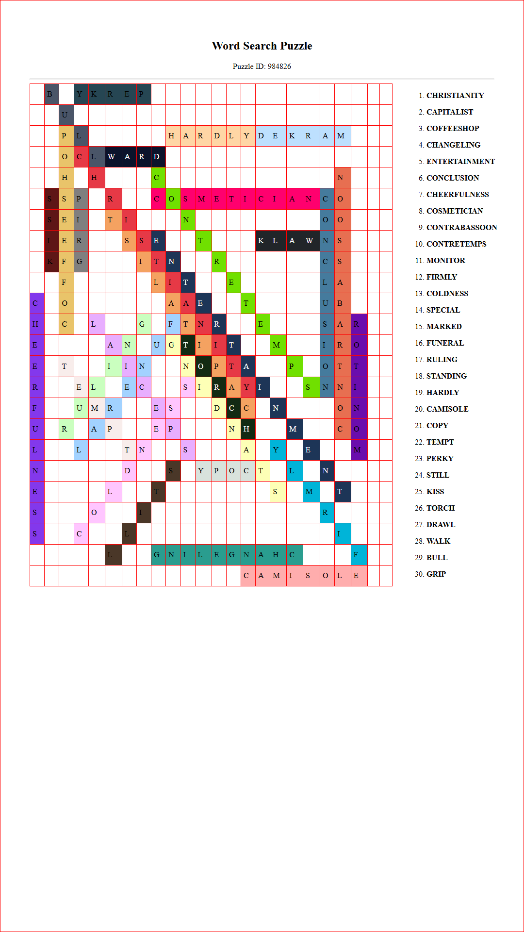 Solution of Printable word search puzzle for adults 311 (Puzzle id: 984826) Document