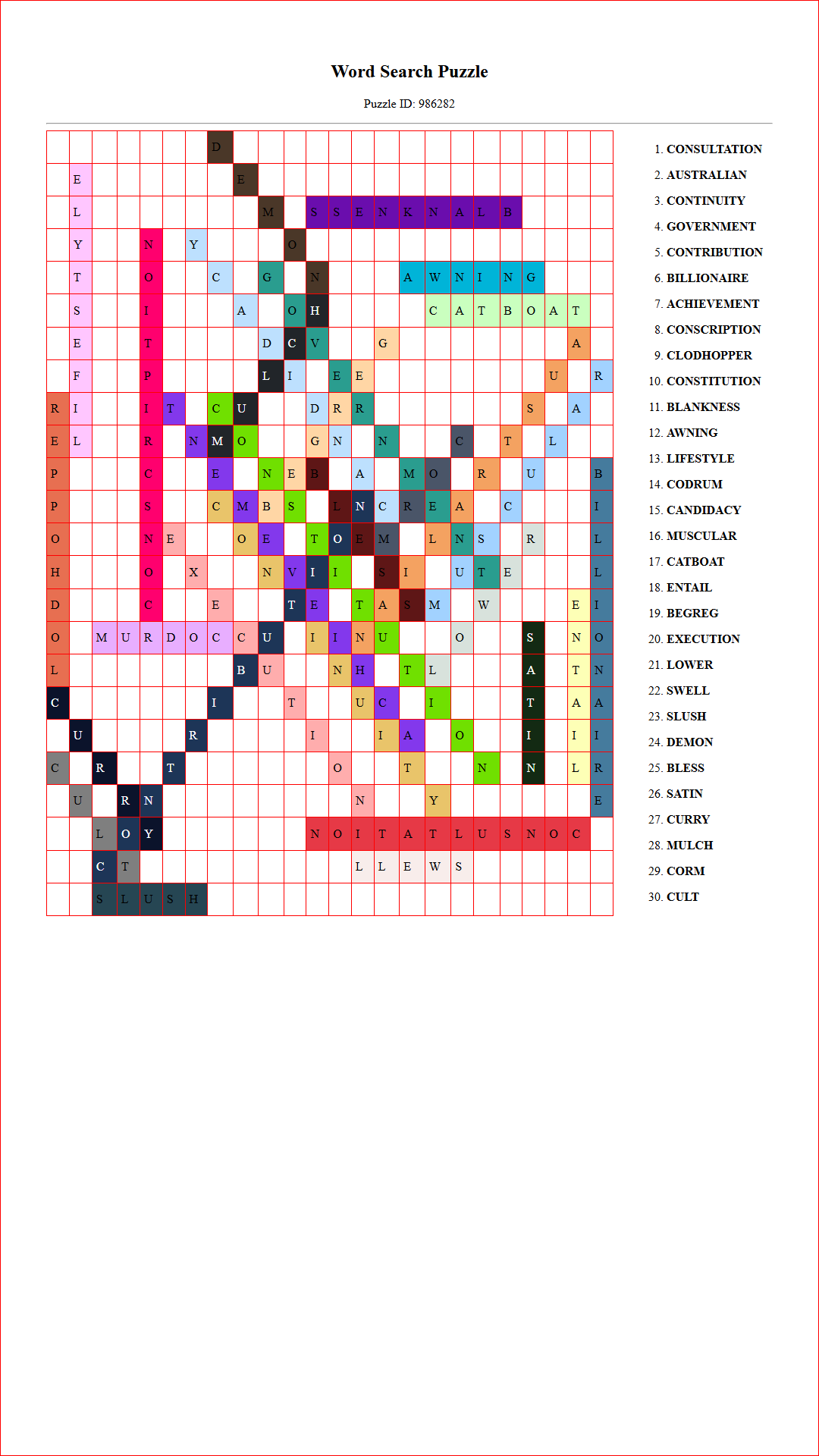 Solution of Printable word search puzzle for adults 276 (Puzzle id: 986282) Document