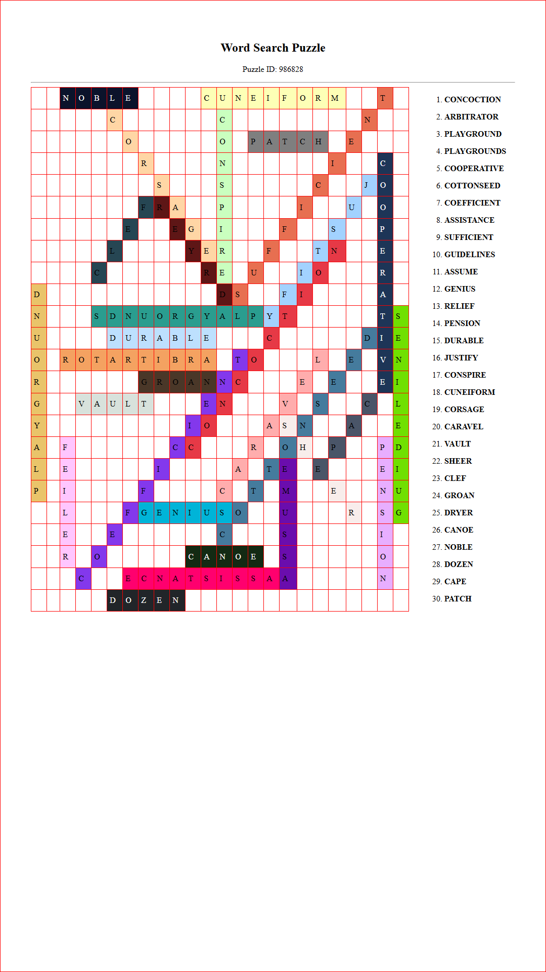 Solution of Printable word search puzzle for adults 160 (Puzzle id: 986828) Document